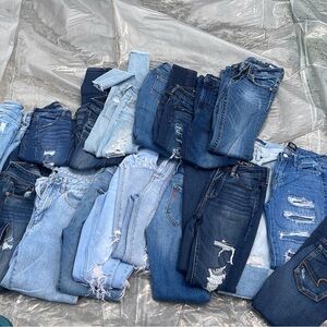 Abercrombie & Fitch, American Eagle LOT Blue Boyfriend Jeans Distressed 15 PAIRS